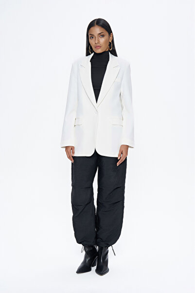 Quzu Blazer Ceket Ekru