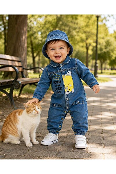 CROCODAYS Salopetă pentru băieți din denim cu pălărie brodată