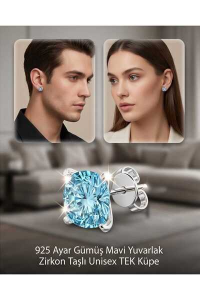 Lunexa 925 Ayar Gümüş Zirkon Taşlı Minimal Unisex Çivi Küpe 6mm TEK (GÖRSELDE...