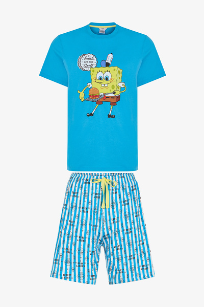 Penti Ανδρικό πολύχρωμο σετ πιτζάμες με σορτς Lic-Sponge Bob