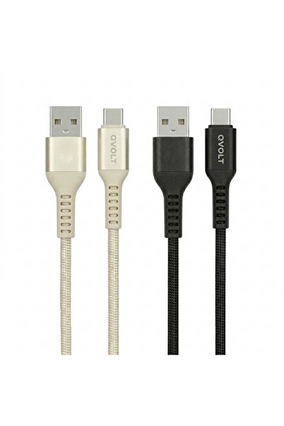 QVOLT USB-A -USB-C charging cable, 2.5m 4984- 1 piece, random color White/Black