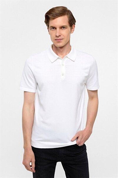 SÜVARİ Beyaz Regular Düz Polo Yaka Triko