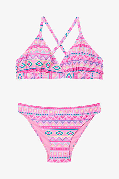 Penti Set de bikini triunghi cu model etnic Texas pentru fetiță