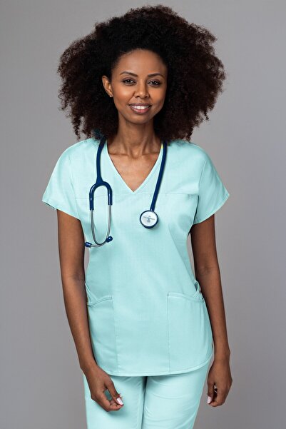 tag Costum medical premium pentru femei, bluza si pantalon, Slim Fit, New AMBRA, Fistic
