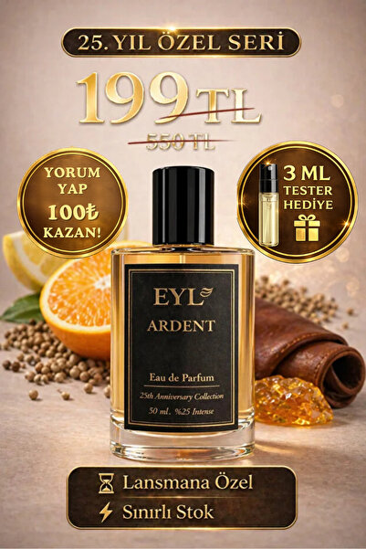 EYL COSMETIC ARDENT %25 Esans EDP 50 ml Erkek Parfüm Kalıcı Narenciye Baharat...