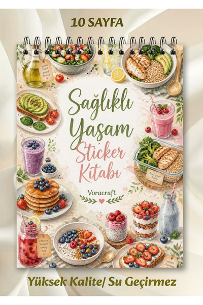 VORACRAFT Sağlıklı Yaşam Sticker Kitabı, Avokado, Yaban Mersini, Yumurta Tema...