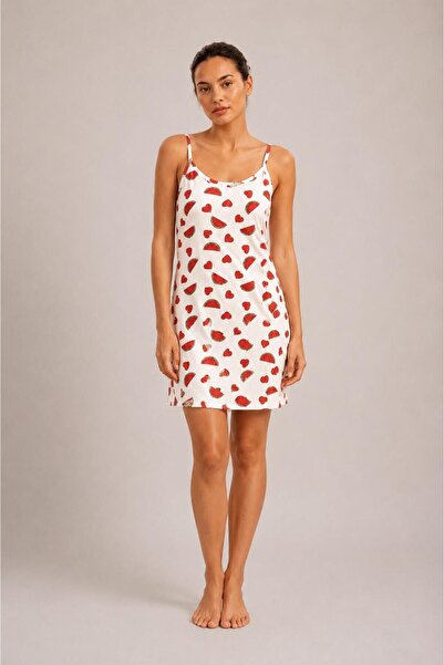 GAMDELLE MODA Women's Patterned Thin Strap Nightgown