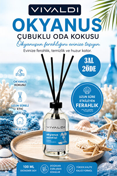 Vivaldi Home Okyanus Çubuklu Oda Kokusu 100 ml, Ferah ve Serin Deniz Esintisi...
