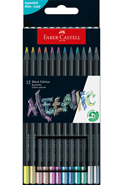 Faber Castell 12 creioane colorate metalice ediție neagră FABER-CASTELL