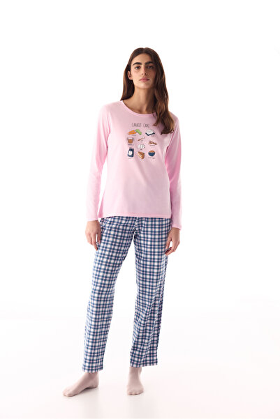 Penti Pink Carrot Cake Cotton Trousers Pajama Set