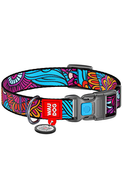 WAUDOG Zgardă pentru câini, Waudog, Nailon, QR "Summer", 33-49 cm, Multicolor, L