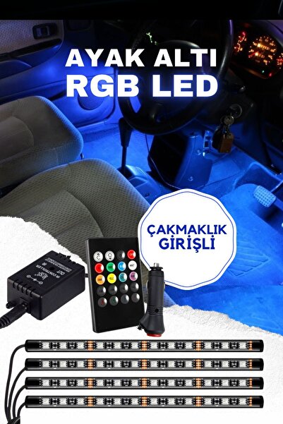 ASTRA LED Araç İçi Aydınlatma RGB Ayak Altı Led Sese Duyarlı Müziğe Duyarlı 12 Led Kumandalı Ambiyans Çakmaklık Girişli