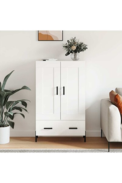 Concept Dulap înalt, alb extralucios, 69,5x31x115 cm, lemn prelucrat