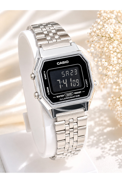 Casio çelik kordonlu, retro, dijital, ışıklı, alarm, kronometreli, takvimli, ...