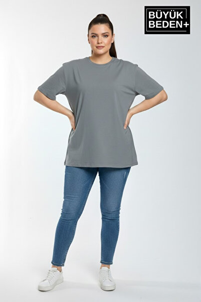 Süperlife Büyük Beden Kadın Basic Tişört – Pamuklu Düz T-Shirt 3XL-6XL SPR26B...