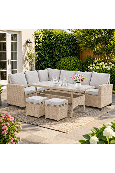 SERSIMO Set mobilier de grădină Cesme, 4 piese, canapea, masă și 2 scaune, ra...