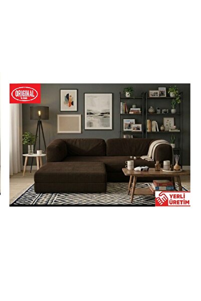 HEREV K160X160 KÖŞE TAKIMI ŞARK KÖŞESİ YATAKLI KANEPE YIKANABİLİR KADİFE KUMAŞ