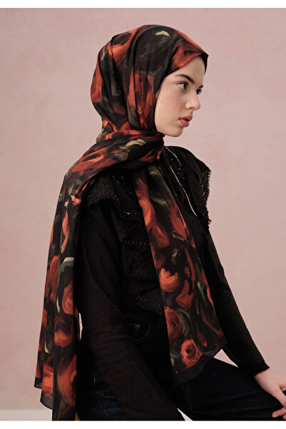 Freshscarfs Rosaly Desen Vual Şal Kırmızı