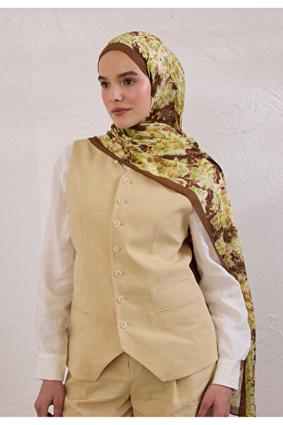 Freshscarfs Cherry Blossom Desen Rami Şal Kahve