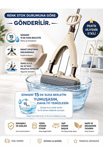 Genel Markalar Kelebek Sıkma Mekanizmalı Mikrofiber Mop Sünger Sıkmalı Mop Mo...