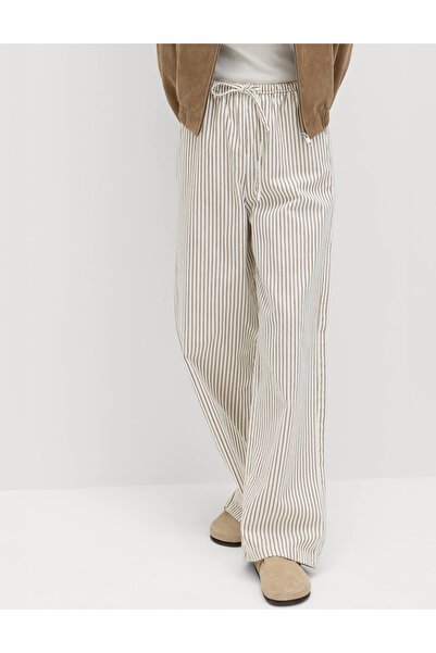 Marks & Spencer Denim Büzgülü Wide Leg Pantolon