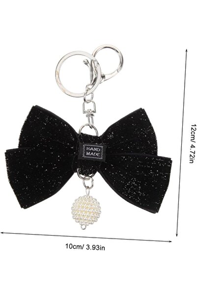 Arabest Bow Keychain for Car Keys Purse Backpack, Black Handbag Charm for Wom...