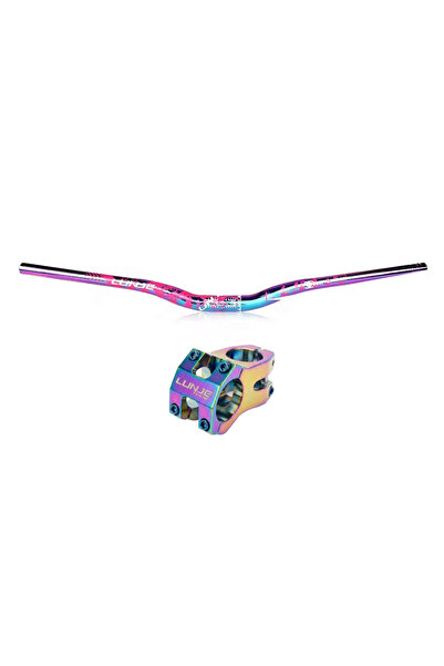 lunje Rainbow Pembe Alüminyum 780mm Bisiklet Gidon Boğaz Seti