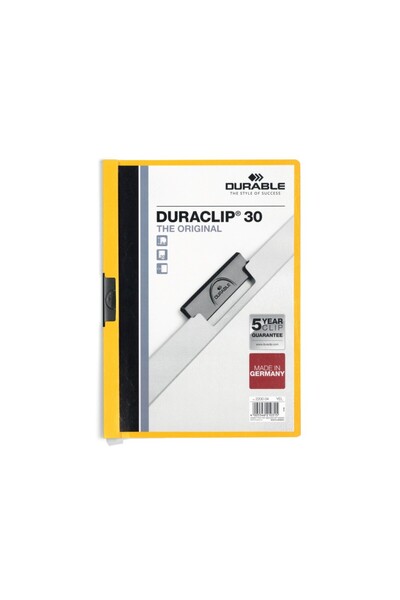 Durable Dosar din PVC cu clemă metalică Duraclip Original 30, galbenă