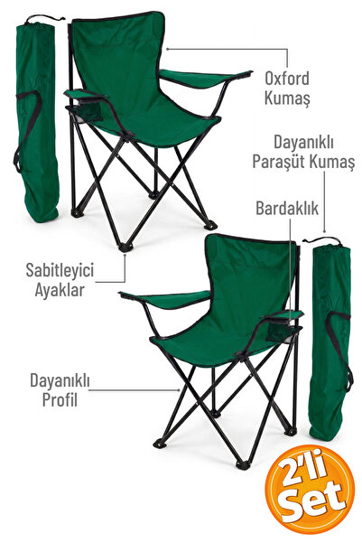 Trend Maison Kamp Sandalyesi - Yeşil - 2 Adet