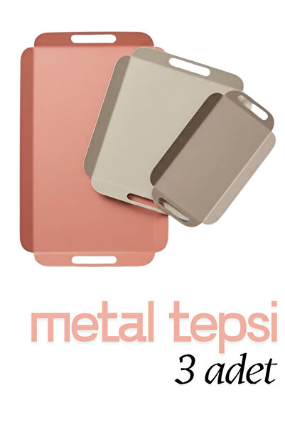 hemlife Metal Sunum Tepsi Seti, Soft Renkler , Modern Çay Kahve Sunum Tepsisi...