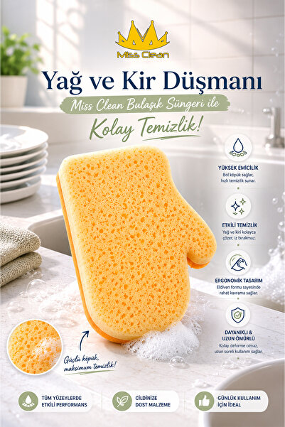 Miss Clean Yağ ve Kir Düşmanı Miss Clean Bulaşık Süngeri ile Kolay Temizlik!