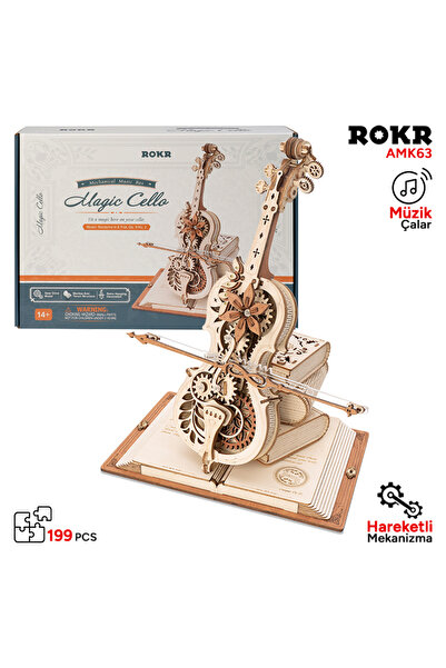 ROKR AMK63 Çello Müzik Kutusu (Magic Cello) Music Box DIY Mechanical 3D Woode...