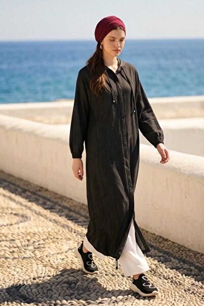 Neways 6465-denim piece paint bat tunic black