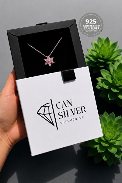 CAN SİLVER Lotus Çiçeği Kolye | 925 Ayar Gümüş Kolye- Gümüş Çiçek Kadın Kolye- Lotus Kolye Gümüş