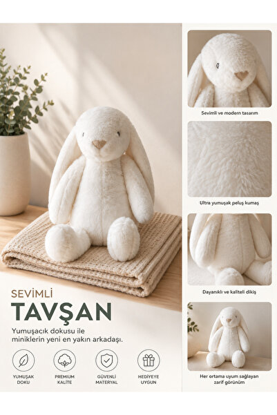 Minidreams Bebek Uyku Arkadaşı Tavşan Peluş – Yumuşak Dokulu Uyku Oyuncağı (K...