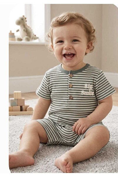 andywawa Ac26671 Bamboo Striped Jumpsuit Blue