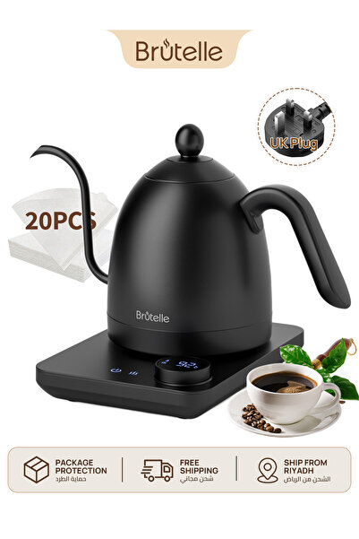 Brutelle غلاية كهربائية V60 غلاية قهوة Gooseneck سعة 800 مل 1200 واط لقهوة V6...