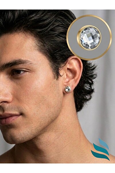 Bylin Tunnel Look, Surgical Steel Crystal Chunky Stone Piercing Earring / Bar...