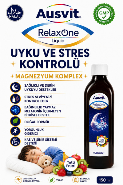 Ausvit Relaxone Uyku Şurubu-Magnezyum ve Sakinleştirici Bitkisel Tutti Frutti...
