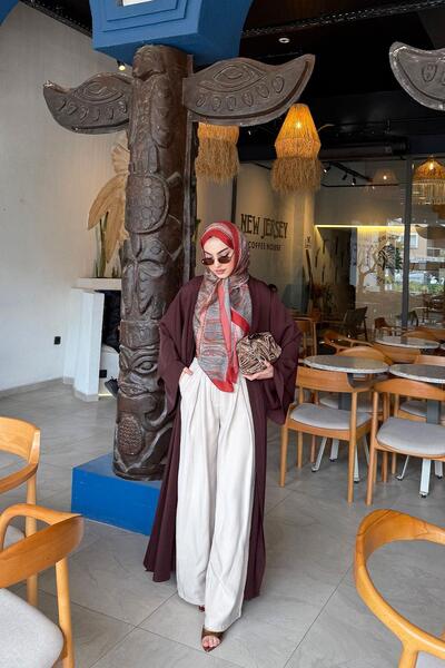 MELEK ARAZ Premium Volan Kol Diana Abaya – Kahverengi