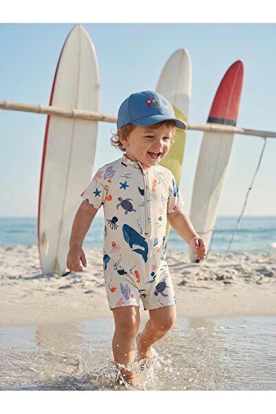 Civil Baby Costum de baie cu imprimeu cu animale marine pentru copii de 6-18 ...