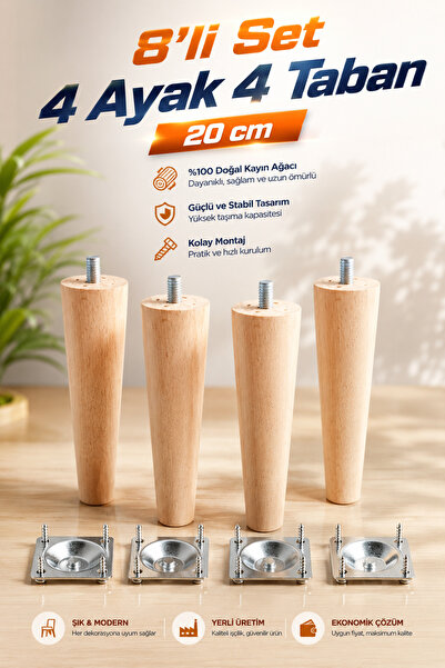 Wooden Furniture Sofa Coffee Table Table Legs M8 Bolted 20 cm Connection Apparatus (SET OF 8)