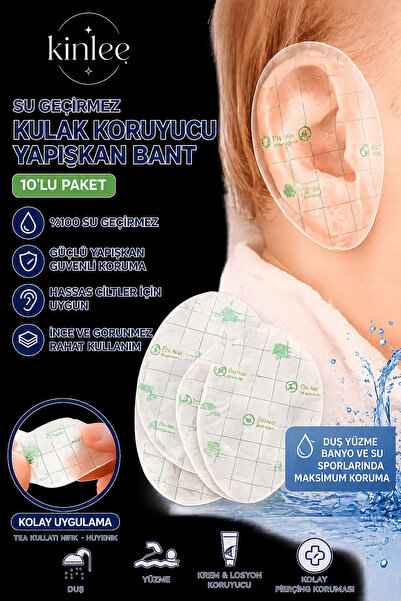 Kinlee Su Geçirmez Kulak Koruyucu Yapışkan Bant 10’lu Paket