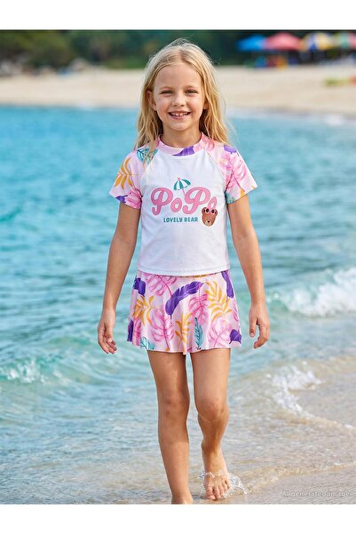 Civil Girls Lovely Bear Baskılı 2-12 Yaş Mayo Set - Pembe