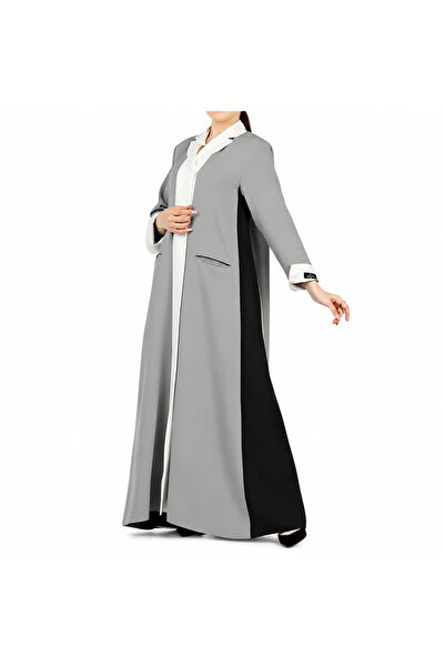 Dakakeen Concept Gray Crepe Blazer Abaya by Designer Alaa – Elegant Formal & ...