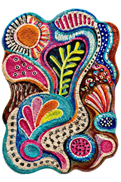 Rugs Modern Halı SDT Çok Renkli Sanatsal Mistik Motifli Bohem Dokuma Taban De...