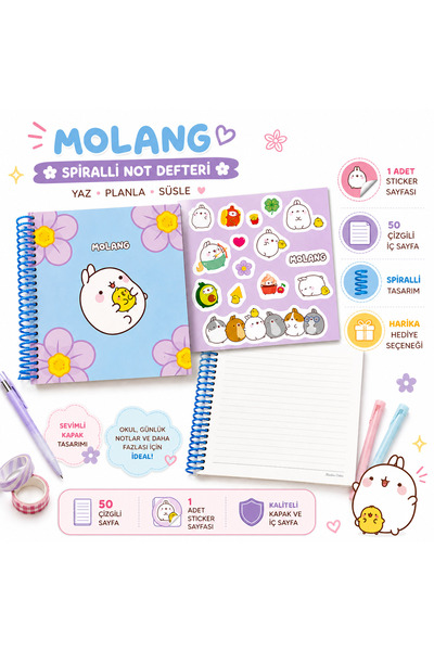 ASIAN Molang Spiralli Stickerli Not Defteri