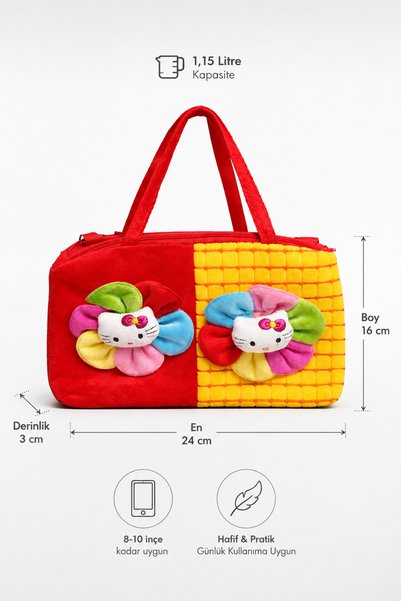 Catwins Girl's Multi-Colored Two-Compartment Soft Lightweight Cute Mini Hand and Shoulder Bag