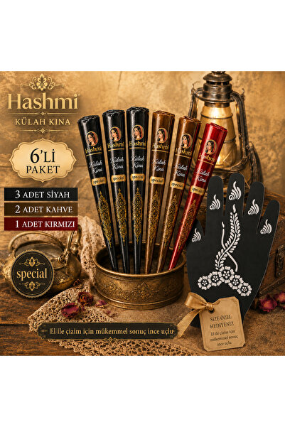 hennadibace 5'li 3 Renk Külah Hint Kınası - Henna Cone Tattoo Henna Stencil -...