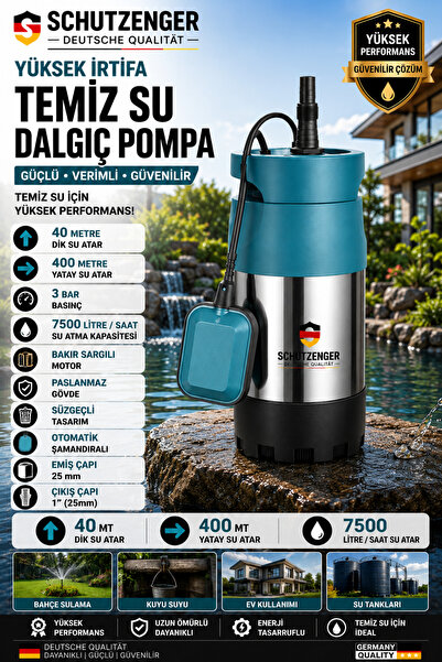SCHUTZENGER Alman 3 Hp Yüksek Basınç Su Pompası Paslanmaz Gövde Dalgıç Pompa ...